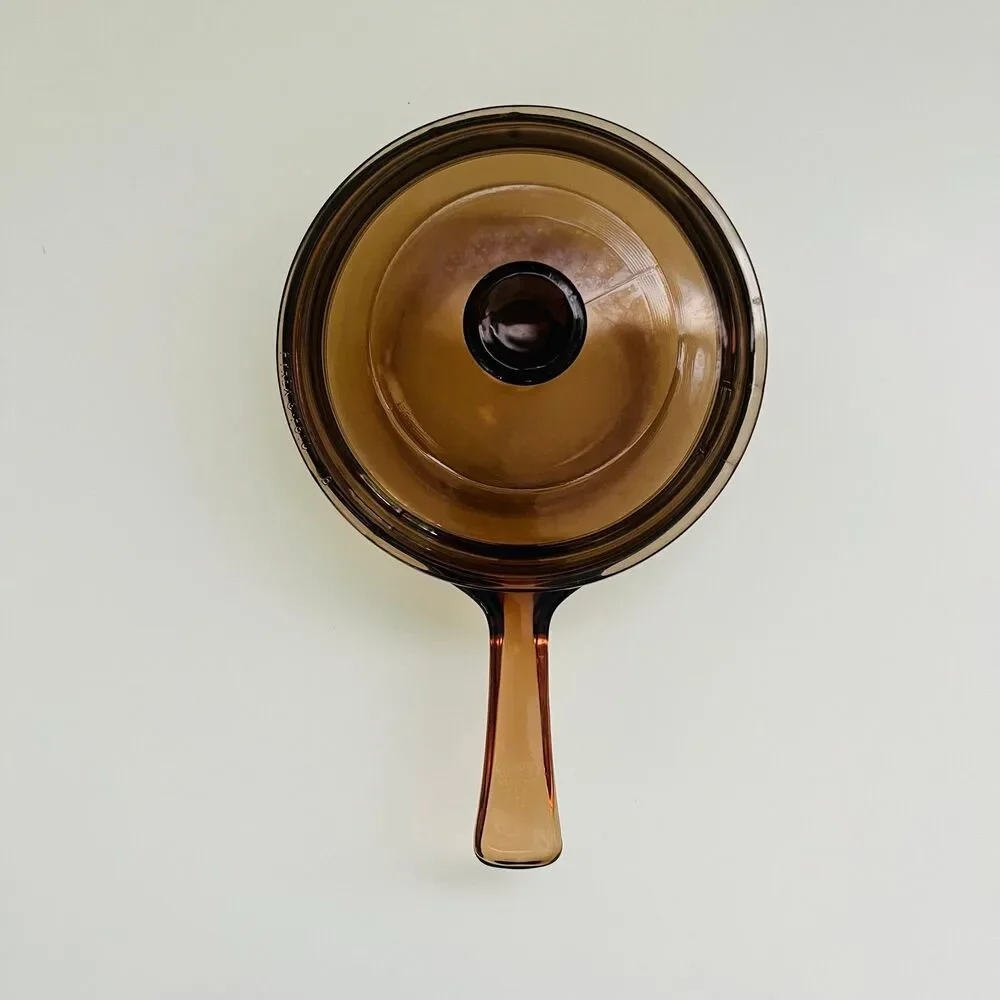 CORNING VISION Amber Glass 0.5L Sauce Pan Pot With Lid P81C
